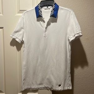 Versace collection white polo with blue collar